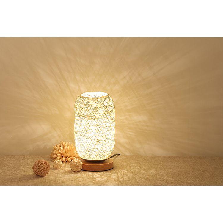 Lampe en Rotin Bureau | Halo Tressé - Designix Lampe de chevet Beige Blanc Chaud