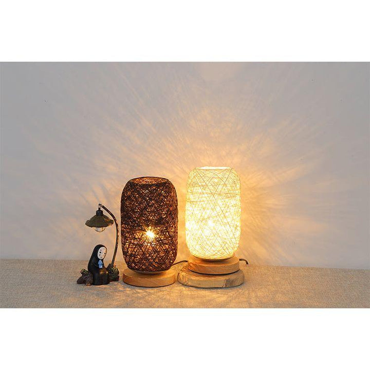 Lampe en Rotin Bureau | Halo Tressé - Designix Lampe de chevet Beige Blanc Chaud