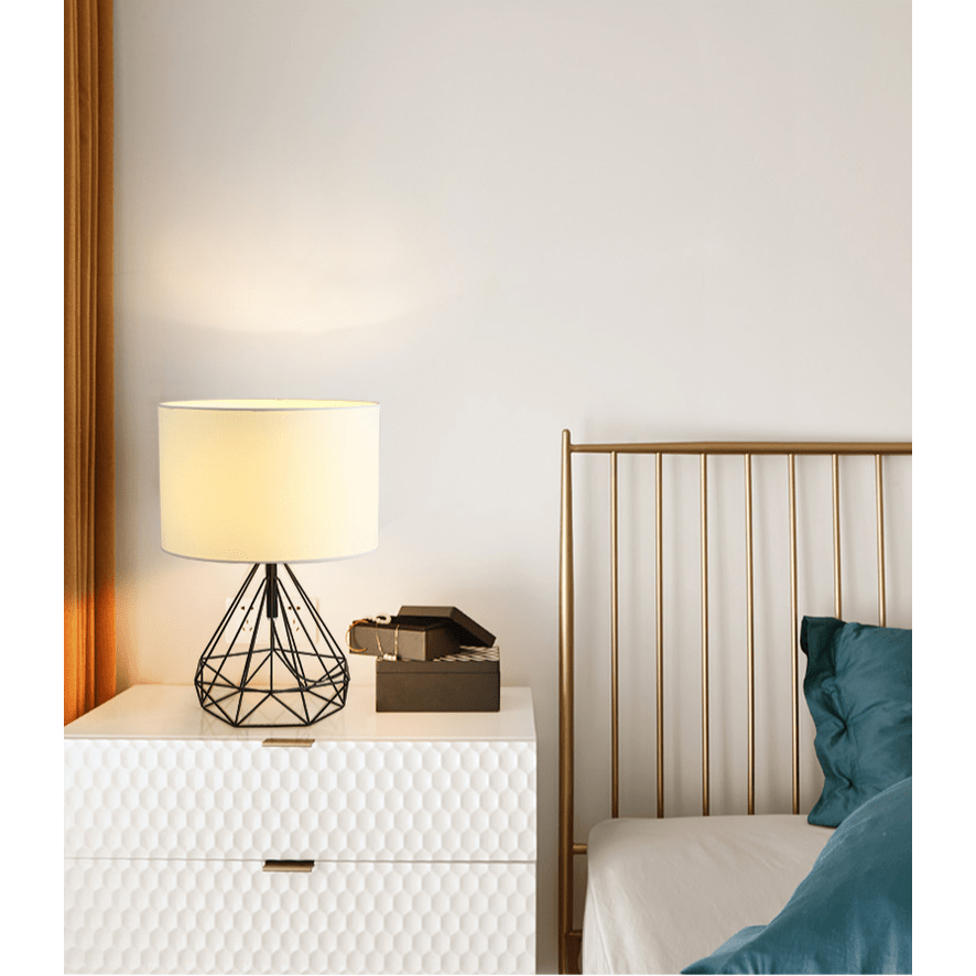 Lampe Géométrique Rétro | Silhouette Graphique - Designix Lampe de chevet Blanc et Doré