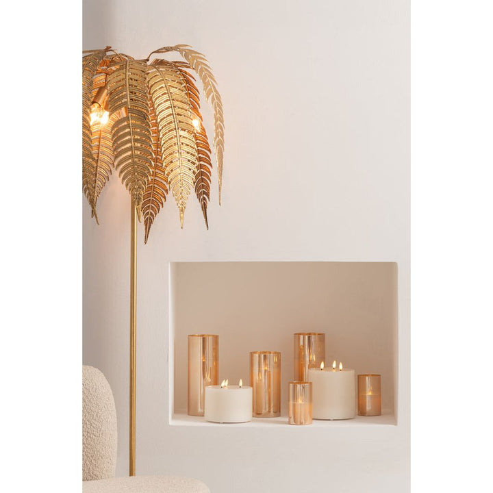 Lampe Métal Feuilles Dorées - Designix