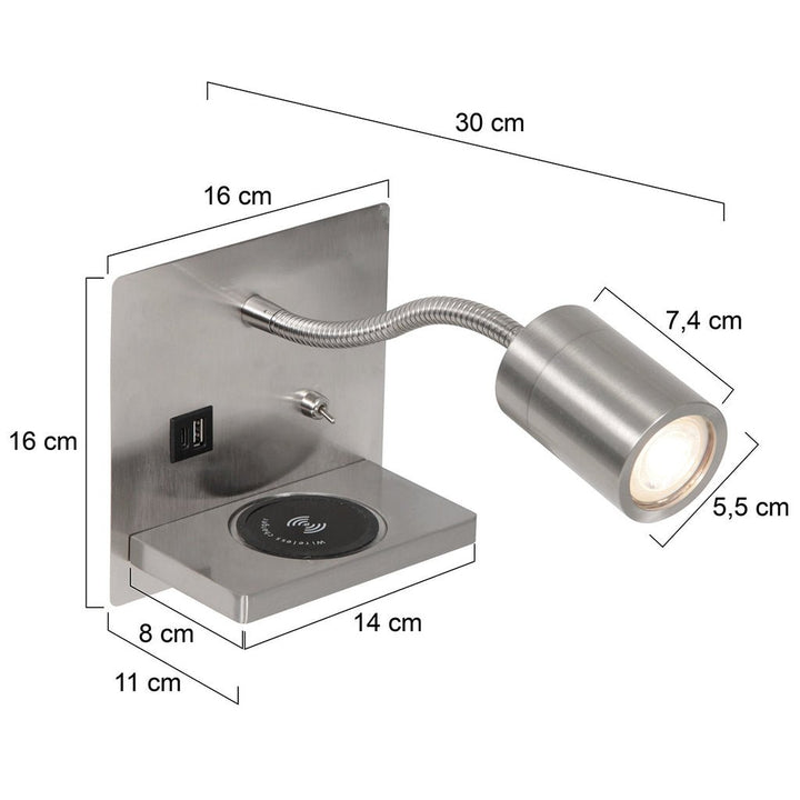 Lampe Murale Acier Avec USB | Aero - Designix Lampe de chevet