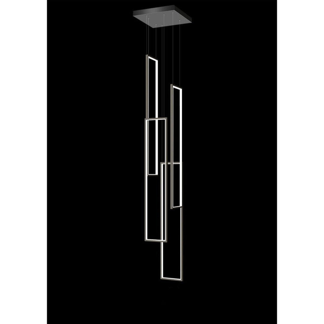 Lampe Plafond Suspendu Rectangulaire | Géométrie Lumineuse - Designix Suspension luminaire 3 Lampes | Noir Télécommande