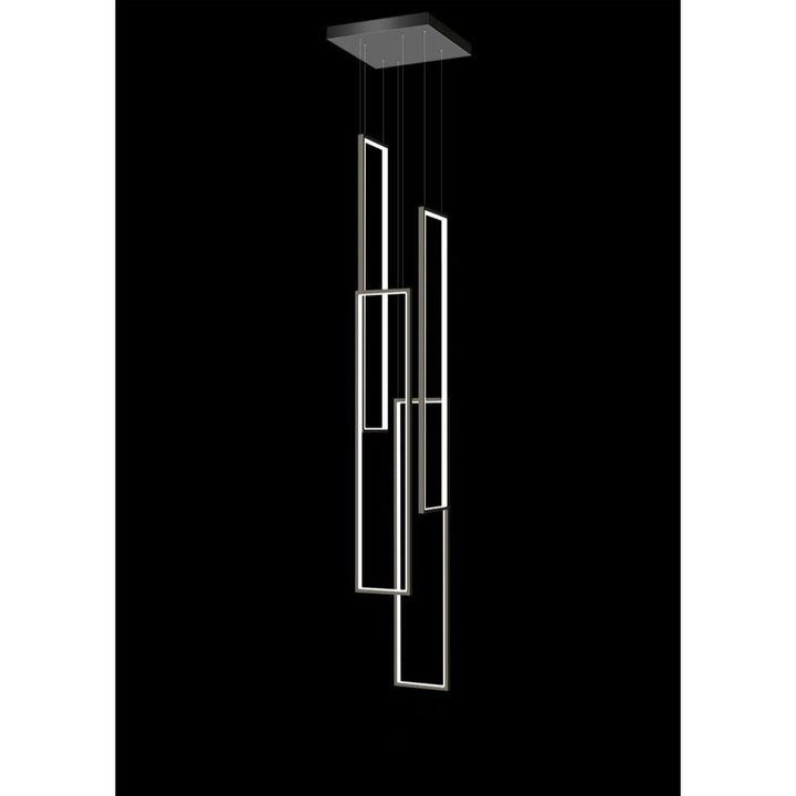 Lampe Plafond Suspendu Rectangulaire | Géométrie Lumineuse - Designix Suspension luminaire 3 Lampes | Noir Télécommande