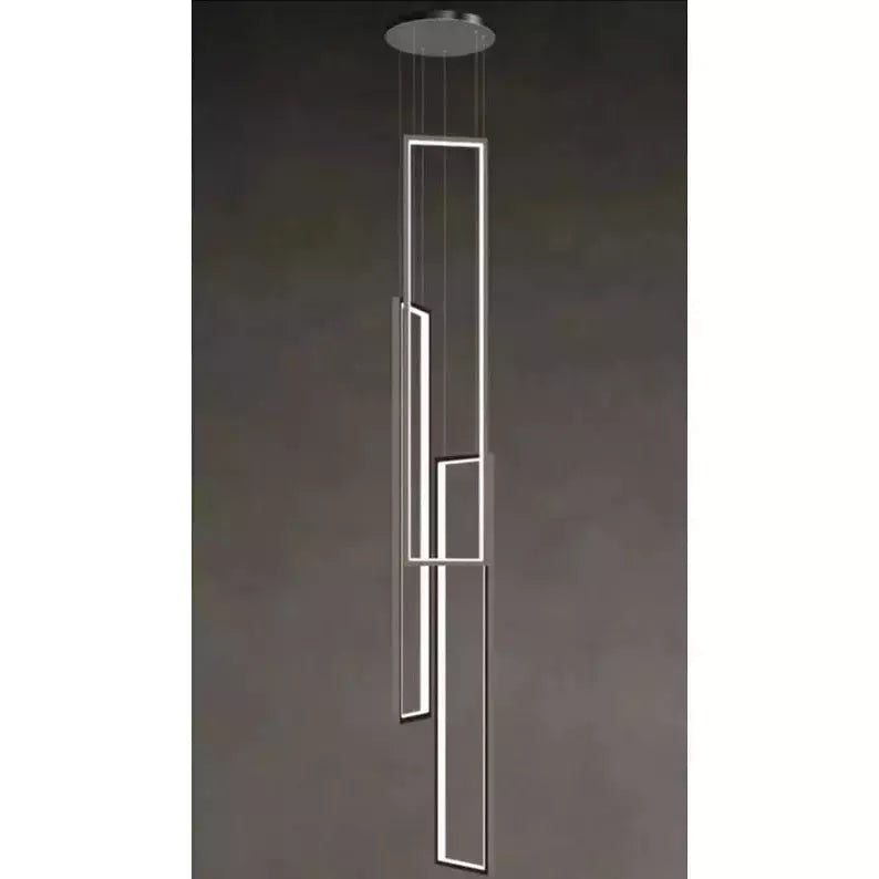 Lampe Plafond Suspendu Rectangulaire | Géométrie Lumineuse - Designix Suspension luminaire 3 Lampes | Noir Télécommande