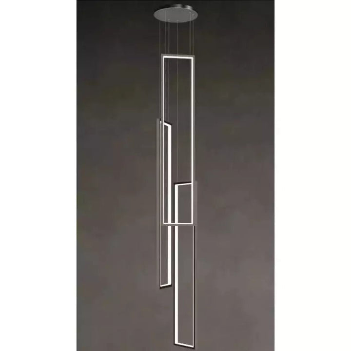 Lampe Plafond Suspendu Rectangulaire | Géométrie Lumineuse - Designix Suspension luminaire 3 Lampes | Noir Télécommande