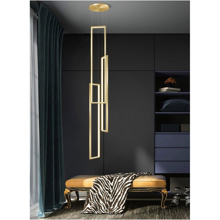 Lampe Plafond Suspendu Rectangulaire | Géométrie Lumineuse - Designix Suspension luminaire 3 Lampes | Noir Télécommande