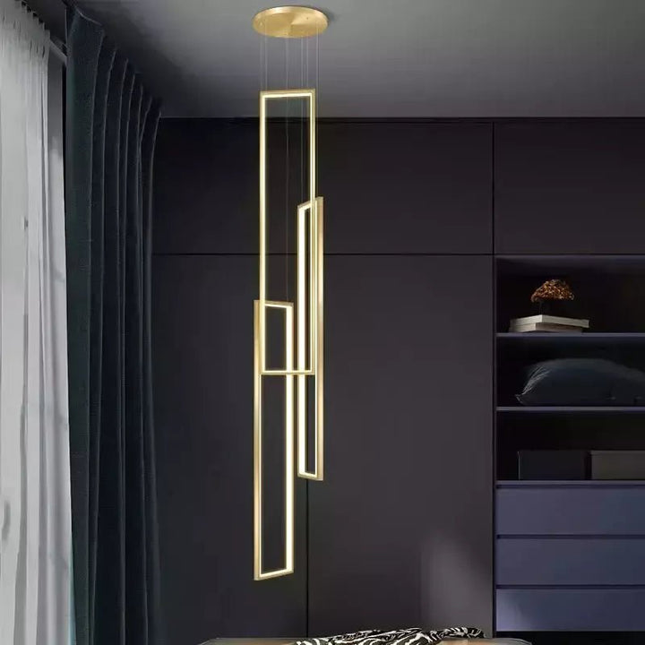Lampe Plafond Suspendu Rectangulaire | Géométrie Lumineuse - Designix Suspension luminaire 3 Lampes | Noir Télécommande