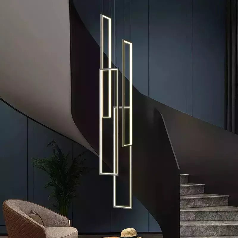 Lampe Plafond Suspendu Rectangulaire | Géométrie Lumineuse - Designix Suspension luminaire 3 Lampes | Noir Télécommande