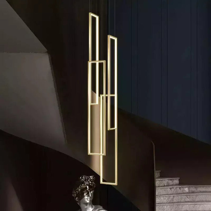 Lampe Plafond Suspendu Rectangulaire | Géométrie Lumineuse - Designix Suspension luminaire 3 Lampes | Noir Télécommande