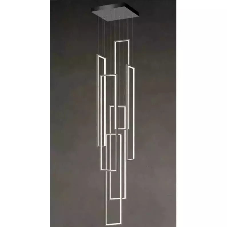 Lampe Plafond Suspendu Rectangulaire | Géométrie Lumineuse - Designix Suspension luminaire 6 Lampes | Noir Télécommande