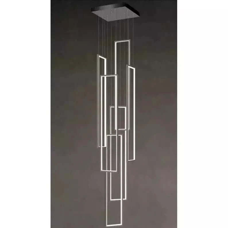 Lampe Plafond Suspendu Rectangulaire | Géométrie Lumineuse - Designix Suspension luminaire 6 Lampes | Noir Télécommande