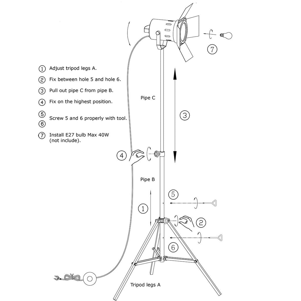 Lampe Sol Industrielle Réglable | Iyla - Designix Lampadaire