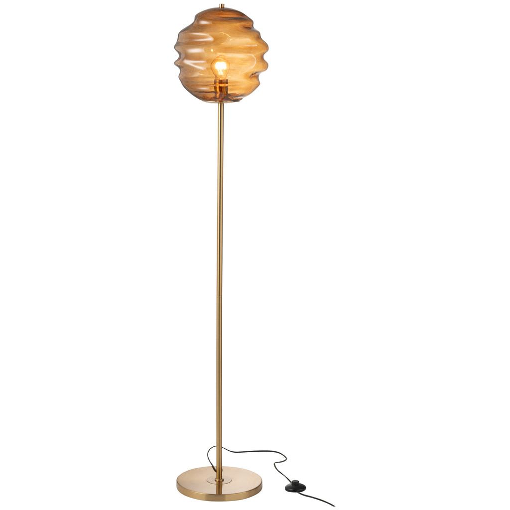 Lampe Sol Verre Marron Nid D'Abeille - Designix