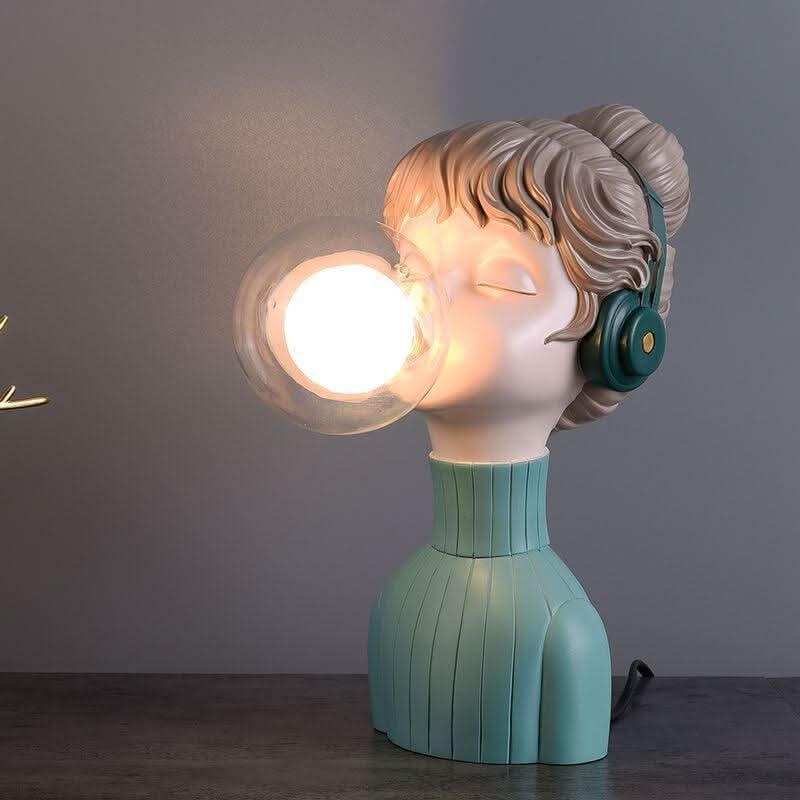 Lampe Statue Femme | Ambiance Sophistiquée - Designix Lampe de chevet Bleu Blanc Chaud