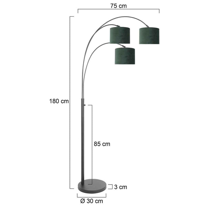 Lampe sur Pied 3 Têtes Velours | Giro - Designix Lampadaire