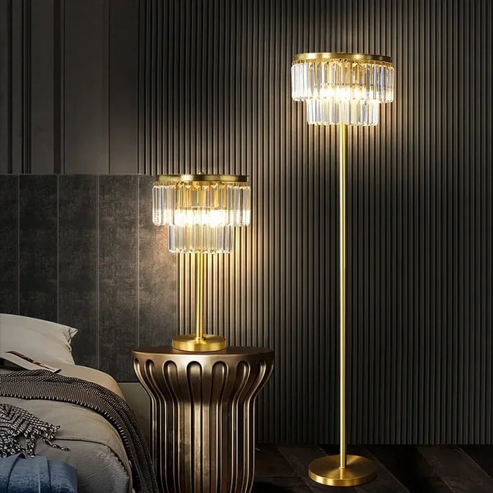 Lampe sur Pied de Luxe Cristal Moderne | Jira - Designix Lampadaire Lampe de Table Dimmable 3 Couleurs