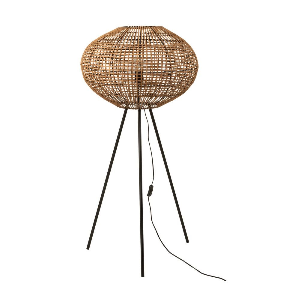 Lampe Sur Pied Rotin Métal Petite - Designix