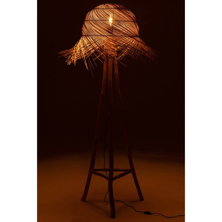 Lampe Sur Pied Rotin Teck Naturel - Designix