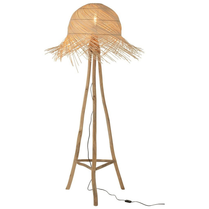 Lampe Sur Pied Rotin Teck Naturel - Designix