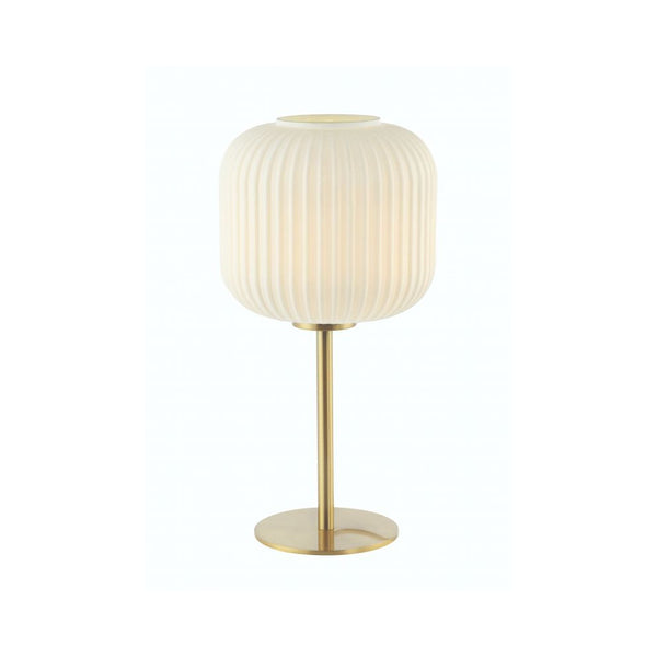 Lampe sur table ZAMBELIS D200 E27 DESIGN Blanc Mat et Dore Mat Sans Source