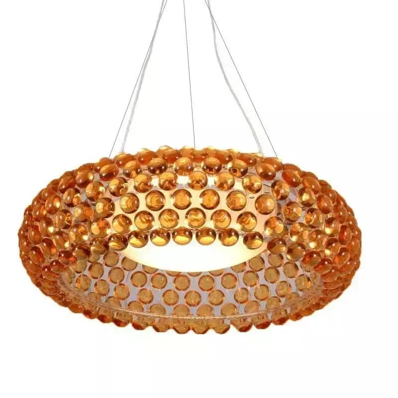 Lampe Suspension Cuisine Verre | Éclat Contemporain - Designix Suspension luminaire Ambre Diamètre 35cm Blanc Froid (6500K)