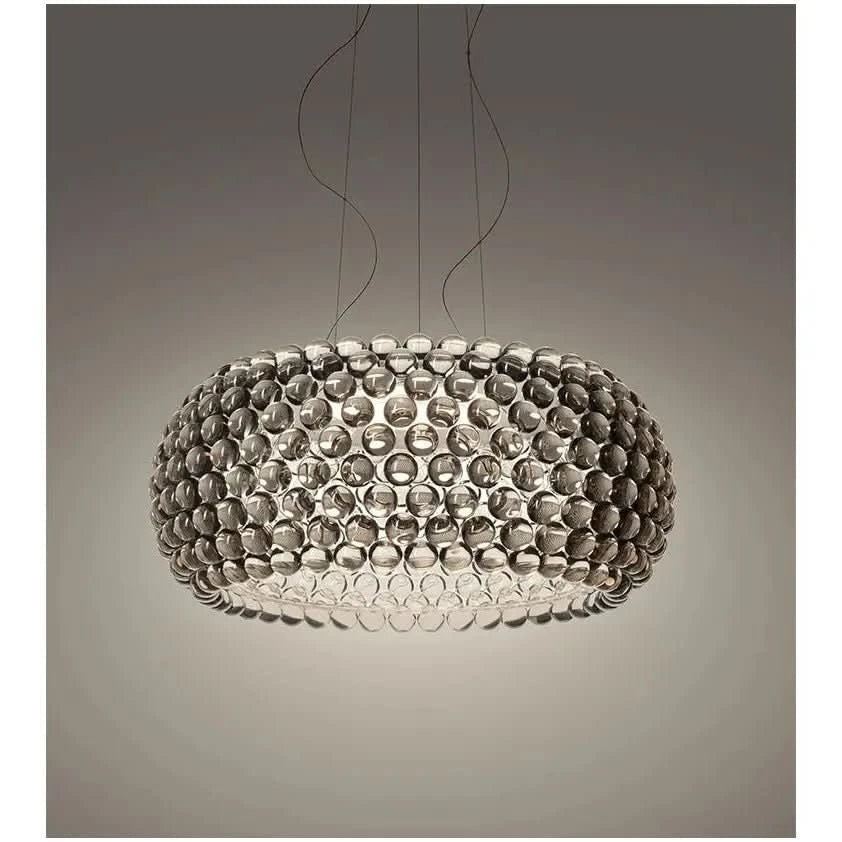 Lampe Suspension Cuisine Verre | Éclat Contemporain - Designix Suspension luminaire Transparent Diamètre 35cm Blanc Froid (6500K)