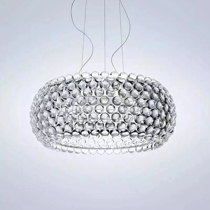 Lampe Suspension Cuisine Verre | Éclat Contemporain - Designix Suspension luminaire Transparent Diamètre 35cm Blanc Froid (6500K)