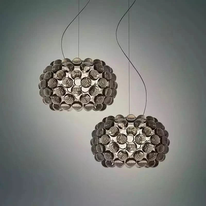 Lampe Suspension Cuisine Verre | Éclat Contemporain - Designix Suspension luminaire Transparent Diamètre 35cm Blanc Froid (6500K)