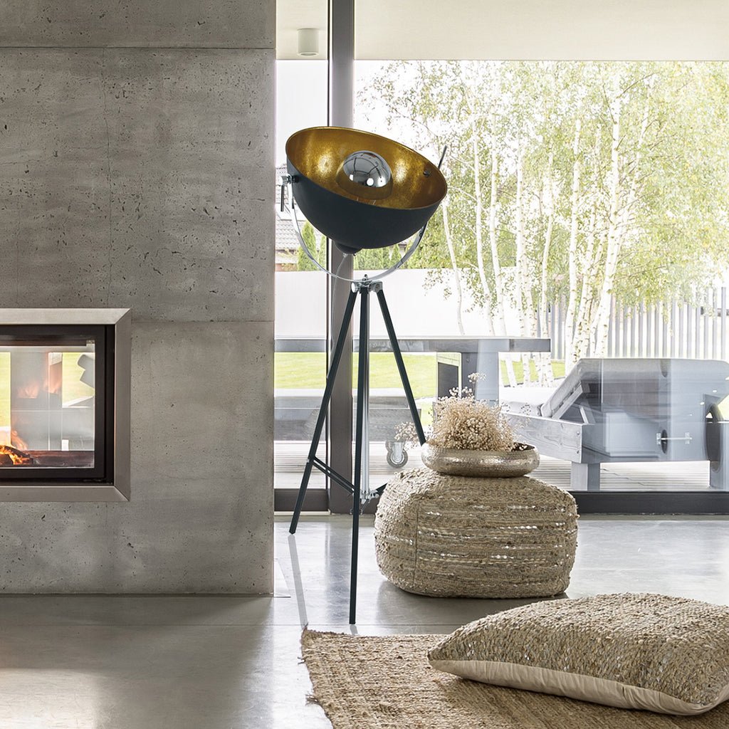 Lampe Trépieds Noire et Dorée | Oyae - Designix Lampadaire