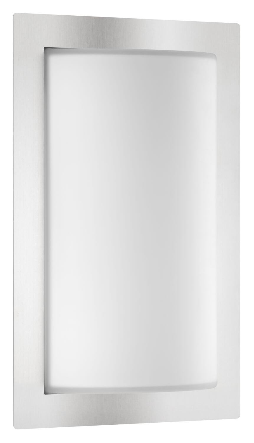 Face avant du luminaire mural, cadre inox brossé et cabochon arrondi