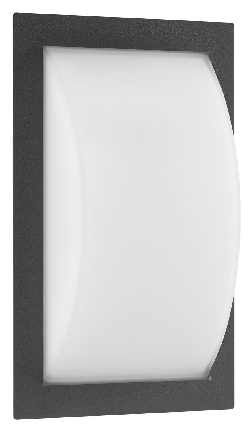 Gros plan sur l'applique murale anthracite à diffuseur blanc bombé.