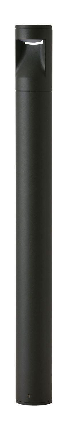 Produit de face sur fond blanc : borne cylindrique anthracite avec sortie de lumière basse