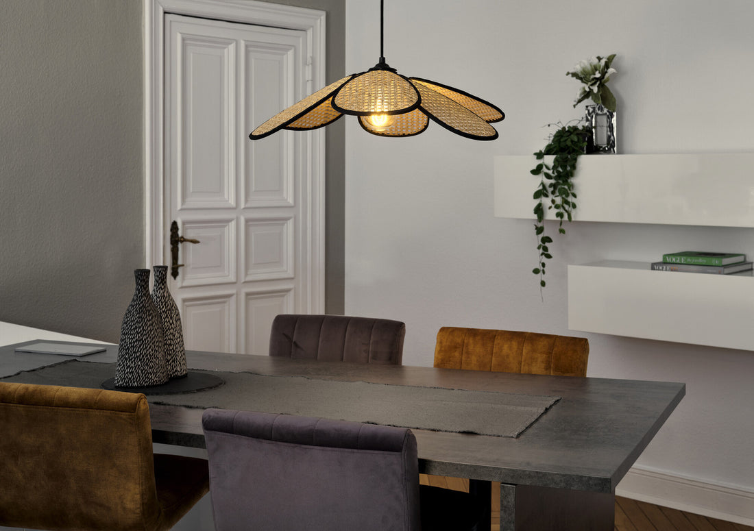 Suspension Rattan Daisy marron et beige, H 123 cm