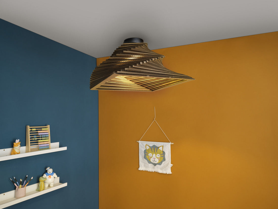 Plafonnier Cardboard Square marron, L 40 cm