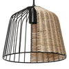 Suspension Cage Bell noire et marron, rotin