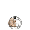 Suspension Cage Globe noire et marron, rotin
