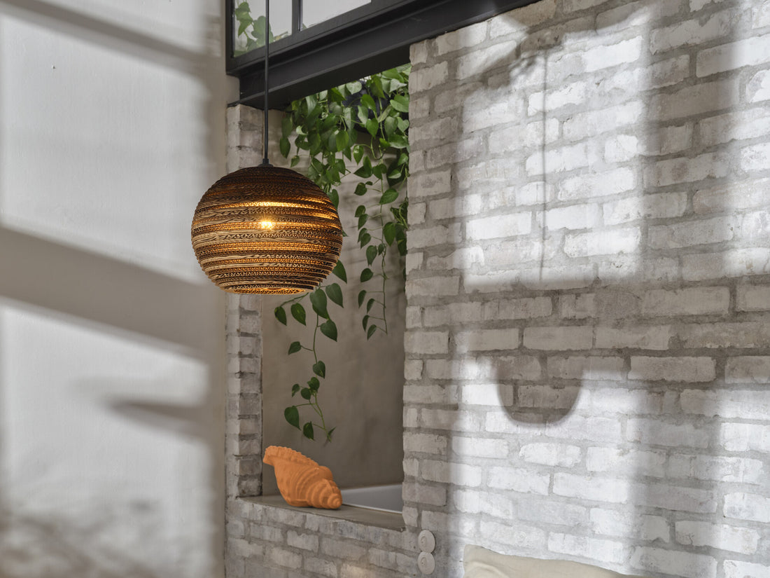 Suspension Cardboard Ball marron, H 127 cm
