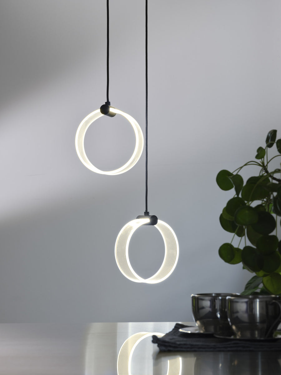 Suspension Circle noire, 2 lumières