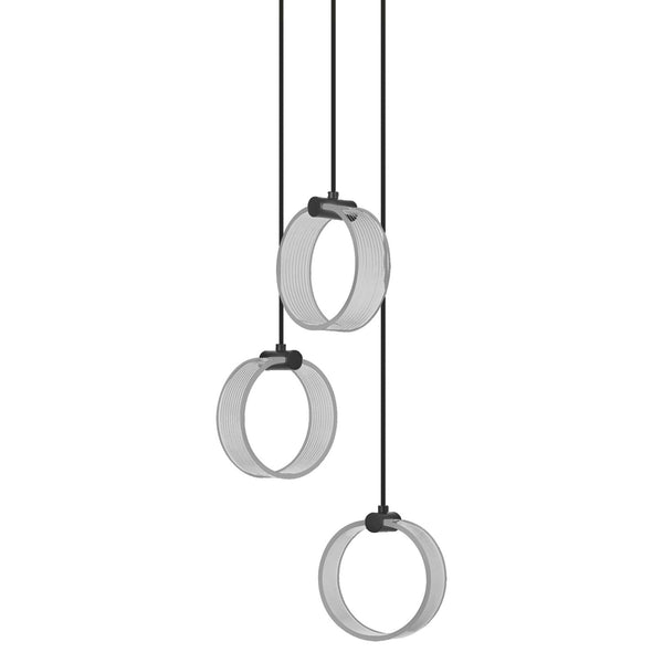 Suspension Circle noire, 3 lumières, sur rosace