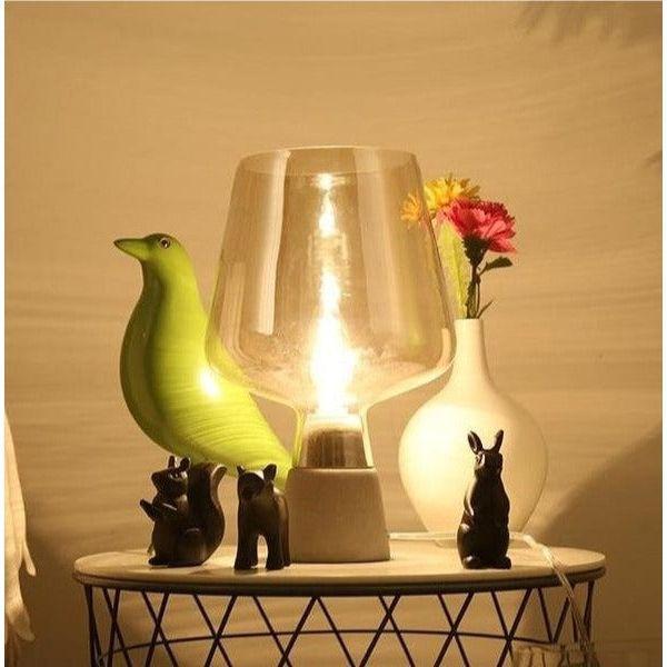 Lampe Art Deco Verre et Béton | Silhouette Urbaine | Designix - Lampe de chevet    - https://designix.fr/