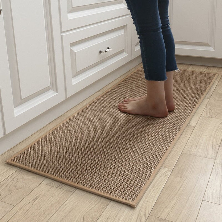 Linen Kitchen Floor Mats Anti-Slip Washed Rug Cross Border Rubber Backing Natural Twill Kitchen Rug | Designix - 0    - https://designix.fr/