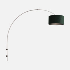 Liseuse murale velours vert, arc acier brossé réglable Ø 30 cm | Verdar