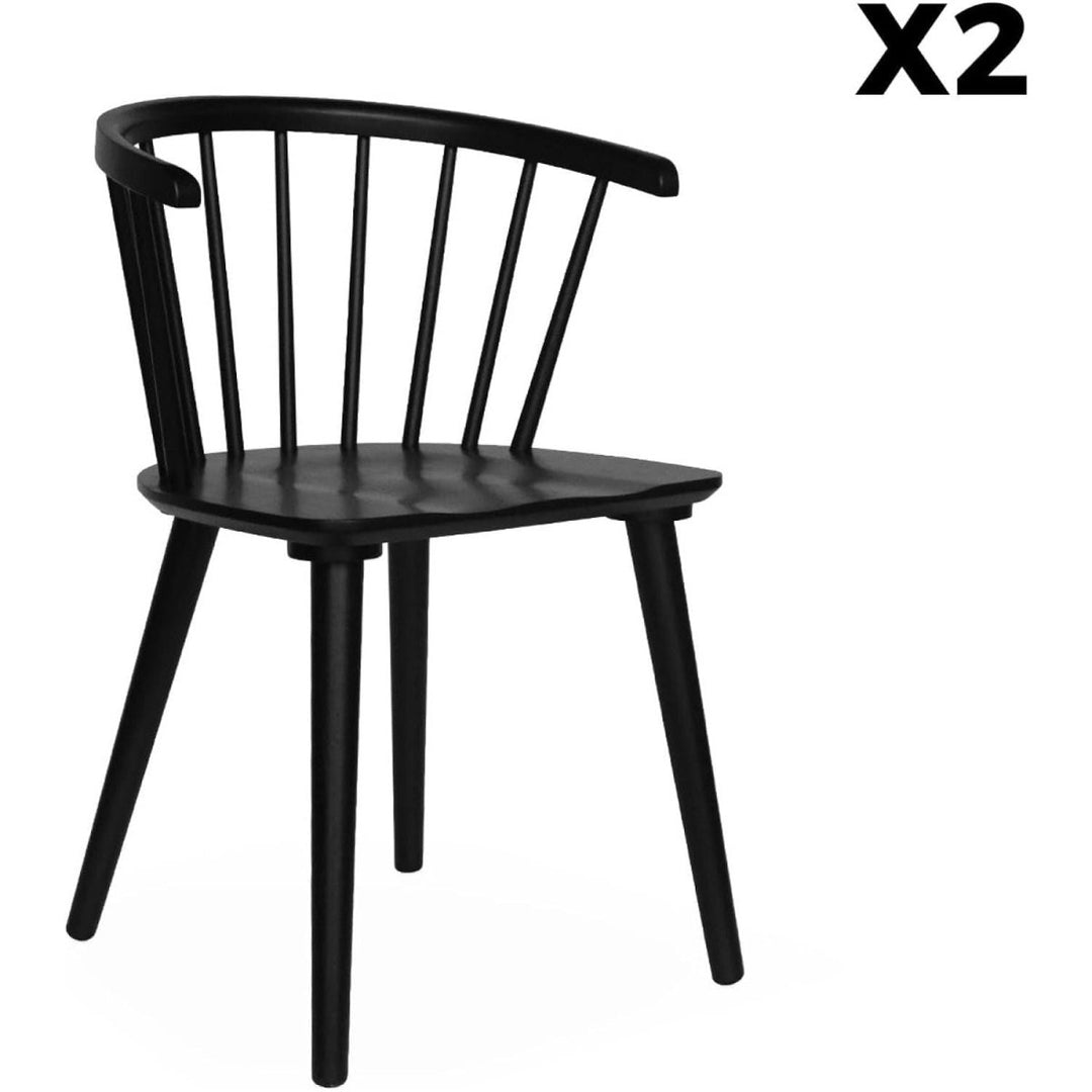 Lot 2 Chaises Bois Noir | Mousse - Designix Chaises