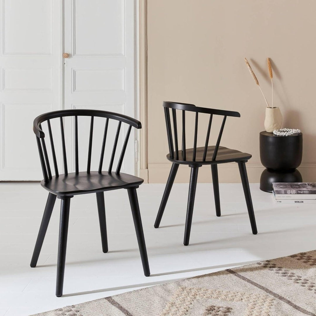 Lot 2 Chaises Bois Noir | Mousse - Designix Chaises