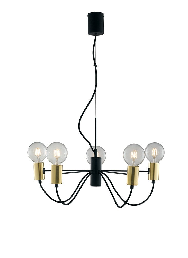 Suspension Axon noire et dorée, H 143 cm