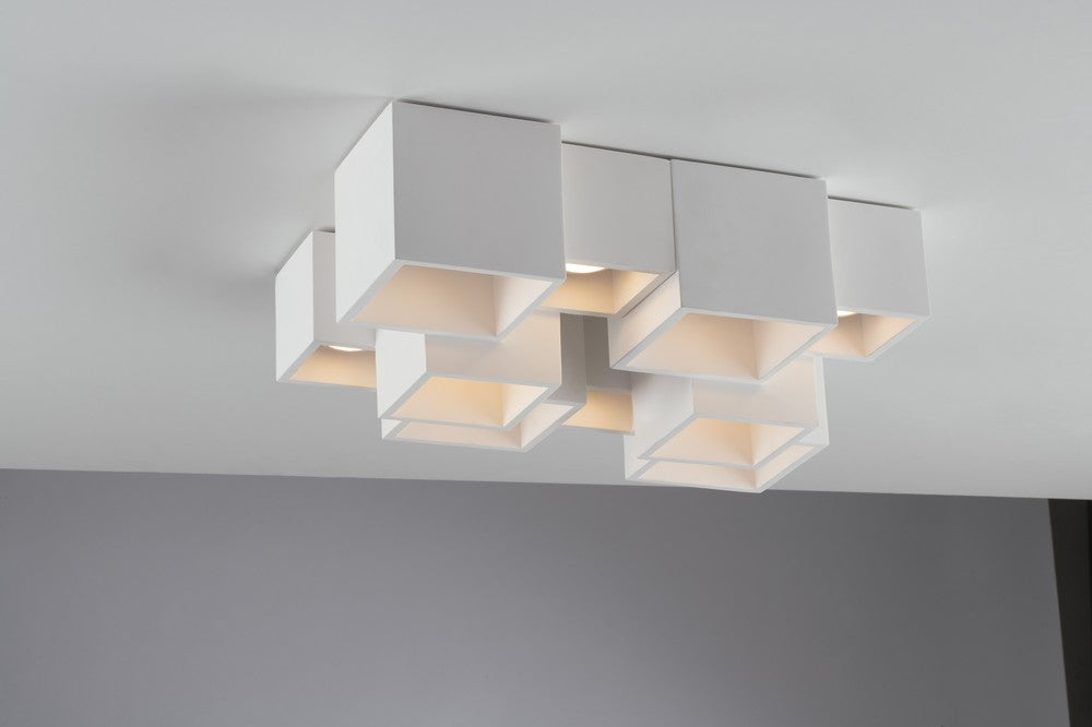 Plafonnier Foster blanc, plâtre, L 37 cm