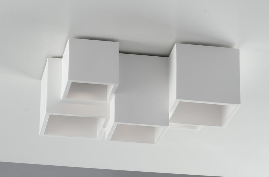 Plafonnier Foster blanc, plâtre, L 37 cm