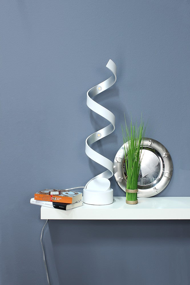 Lampe à poser Helix blanche et argentée