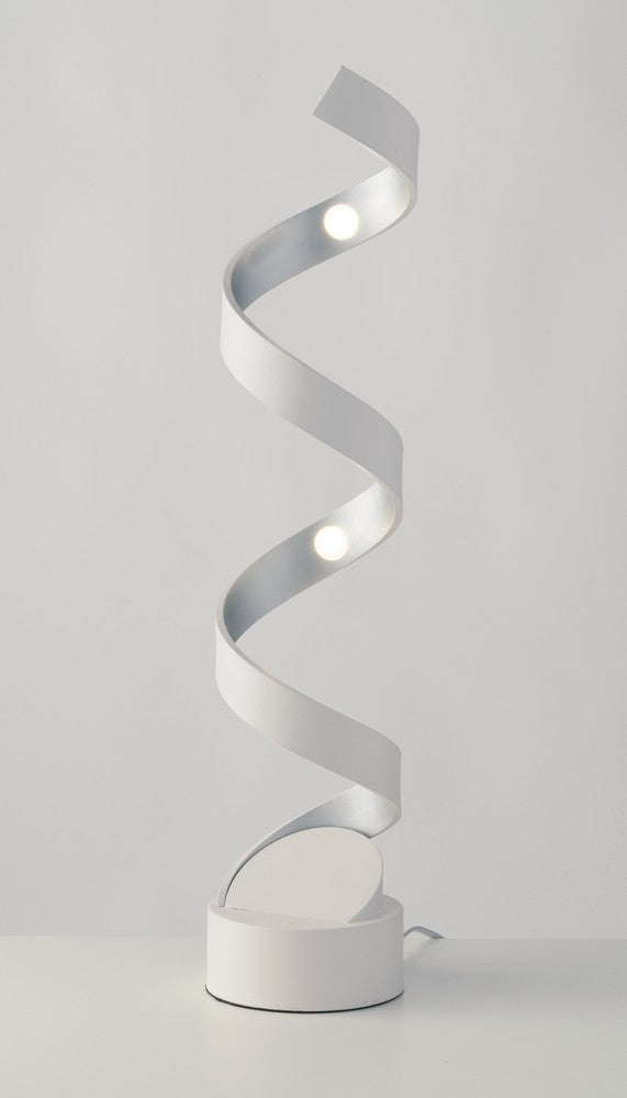 Lampe à poser Helix blanche et argentée