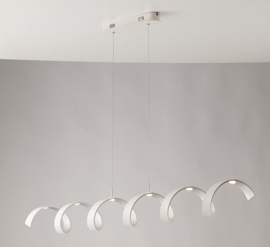 Suspension Helix blanche et argentée, L 125 cm